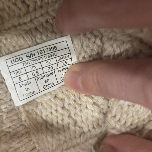 UGG Knit Boots in Cream and Tan - Picture 9 of 10